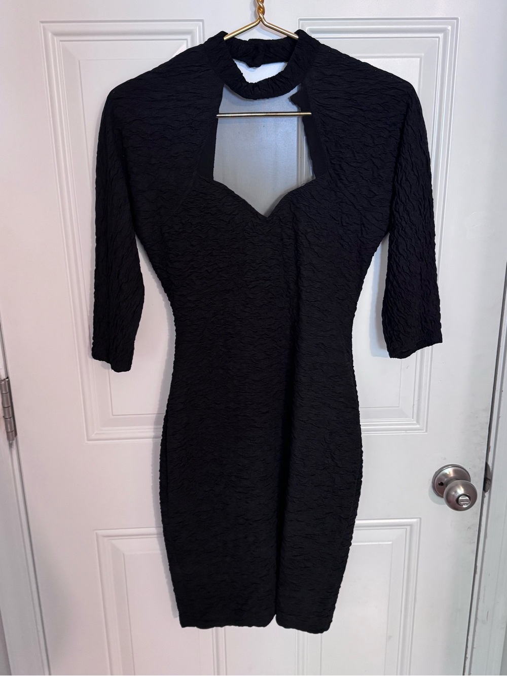 VTG 80s Black Dress Bodycon Funeral Goth Backless Mini Cocktail Party Sz 7 Sm